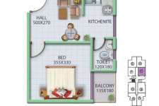 1 BHK FLAT,540 Sq.f, for sale